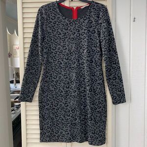 Banana Republic Gray Leopard Print Sweater Dress